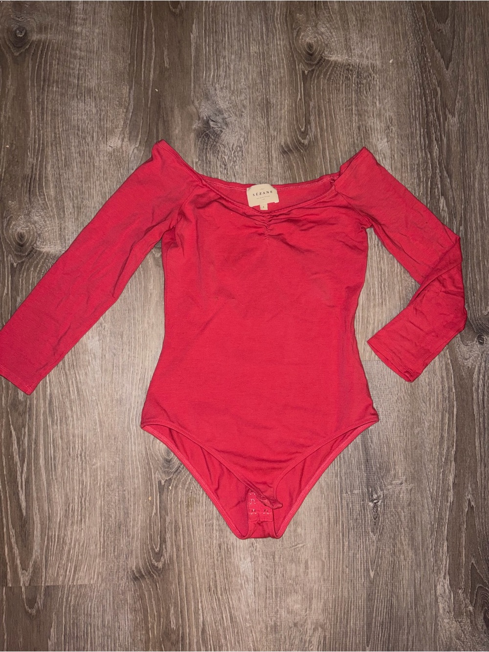 Sezane Bella Bodysuit in rare coral color